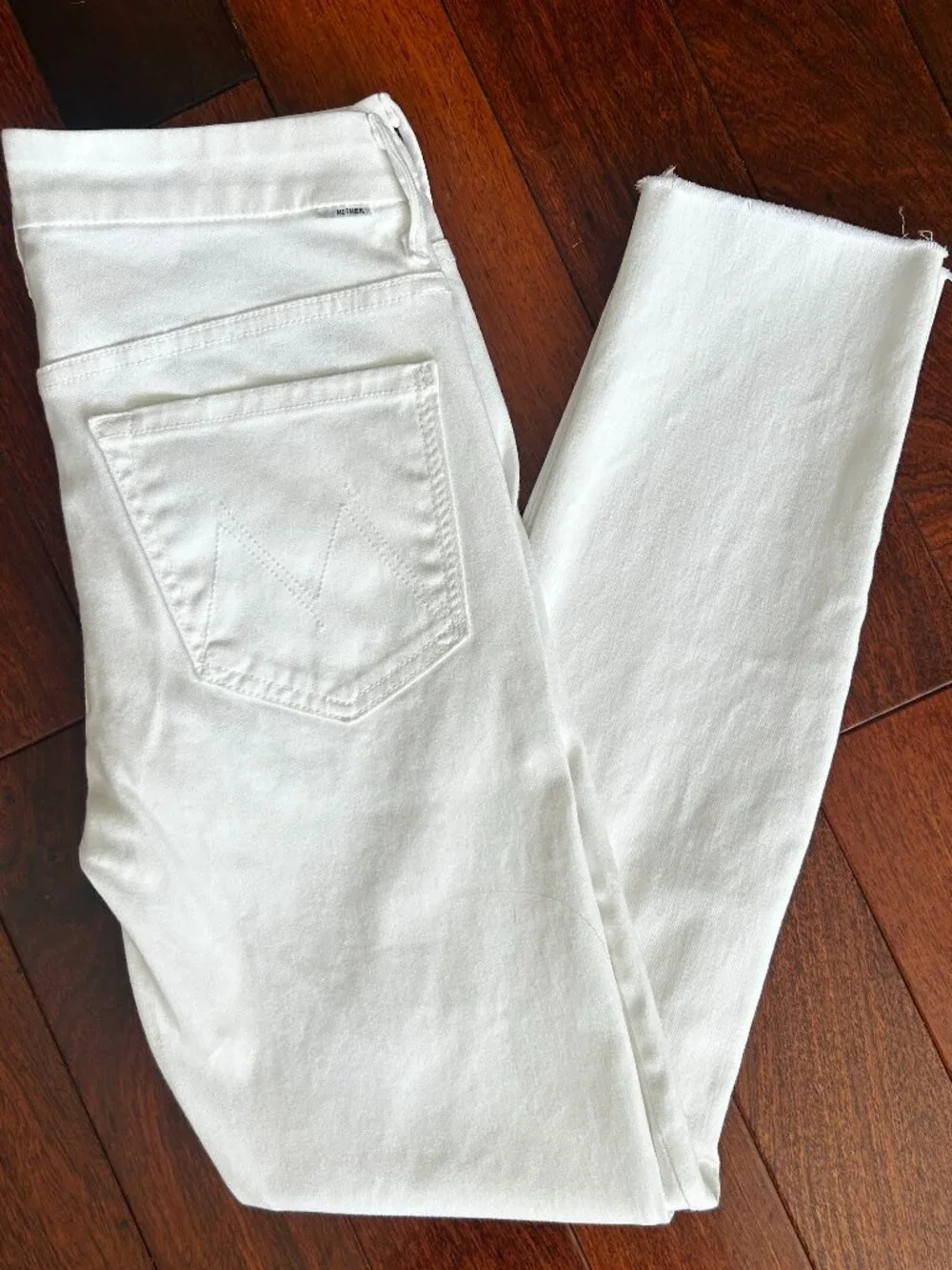 MOTHER The Looker Ankle Fray High Waisted Skinny Jeans in White Size 26 - Picture 5 of 9